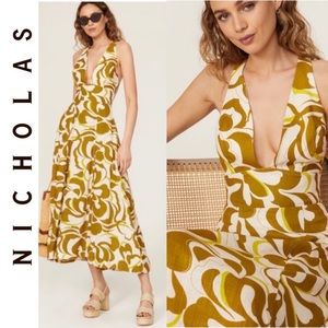 NICHOLAS HAISLEY Halter Midi Dress 6/Medium Linen